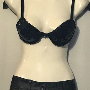 Hand sewn Victoria’s Secret miracle bra black black sequins like new